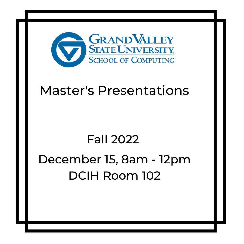 Graphic showing masters presentations
